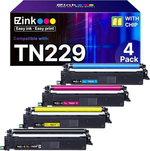 E-Z Ink Compatible Replacement for Brother TN229 TN229xl Toner Cartridges 4 Pack High Yield for MFC-L3780CDW HL-L3280CDW MFC-L3720CDW HL-L3220CDW HL-L3295CDW HL-L8245CDW TN-229 TN229 B/C/M/Y (4 Pack) in Kuwait
