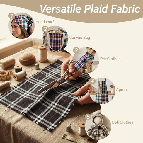 Q&J Fabric Co. 10 Pcs 8 x 12 Inch Plaid Fabric,Gingham Fabric,4.42 oz/yd²,Checkered Cloth Tartan Jelly Squares Quilting Bundles Precut Patchwork Poly-Cotton Strips for DIY Craft Sewing Decoration in Saudi Arabia