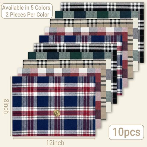 Q&J Fabric Co. 10 Pcs 8 x 12 Inch Plaid Fabric,Gingham Fabric,4.42 oz/yd²,Checkered Cloth Tartan Jelly Squares Quilting Bundles Precut Patchwork Poly-Cotton Strips for DIY Craft Sewing Decoration in Saudi Arabia