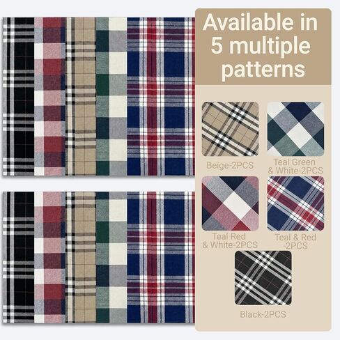Q&J Fabric Co. 10 Pcs 8 x 12 Inch Plaid Fabric,Gingham Fabric,4.42 oz/yd²,Checkered Cloth Tartan Jelly Squares Quilting Bundles Precut Patchwork Poly-Cotton Strips for DIY Craft Sewing Decoration in Saudi Arabia