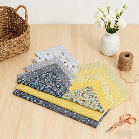 5 Pieces of Assorted Banana and Floral Cotton Fabric Bundles,Precut Quilted Fabric Blocks,DIY Sewing Printed Fabrics,Patchwork,Scrapbooks,and Home Decor,15.75 * 19.69inches in Kuwait