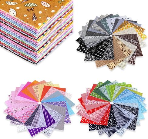 70PCS Cotton Fabric Squares Bundle, 10"x10" Printed Arts Craft DIY Cloths for Quilting Patchwork, Sewing Projects, Scrapbooking & Home Decoration (25x25 cm - 70 Assorted Patterns) in Saudi Arabia