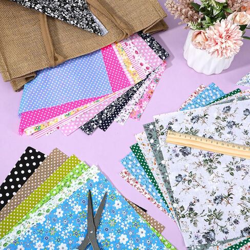 70PCS Cotton Fabric Squares Bundle, 10"x10" Printed Arts Craft DIY Cloths for Quilting Patchwork, Sewing Projects, Scrapbooking & Home Decoration (25x25 cm - 70 Assorted Patterns) in Saudi Arabia