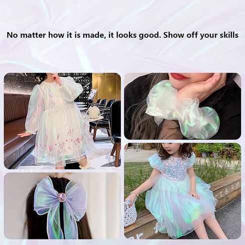 5.5 Yards Sheer Iridescent Organza Fabric for Halloween, Wedding, and DIY Projects, 59 inches Wide Silk Organza, Gauze, and Holographic Tulle Fabric for Fashion Designers and Gift Decoration in Kuwait
