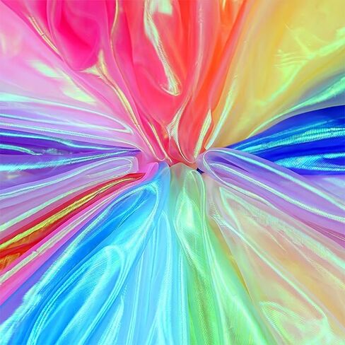 5.5 Yards Sheer Iridescent Organza Fabric for Halloween, Wedding, and DIY Projects, 59 inches Wide Silk Organza, Gauze, and Holographic Tulle Fabric for Fashion Designers and Gift Decoration in Kuwait