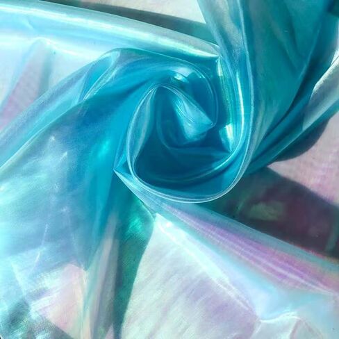5.5 Yards Sheer Iridescent Organza Fabric for Halloween, Wedding, and DIY Projects, 59 inches Wide Silk Organza, Gauze, and Holographic Tulle Fabric for Fashion Designers and Gift Decoration in Kuwait