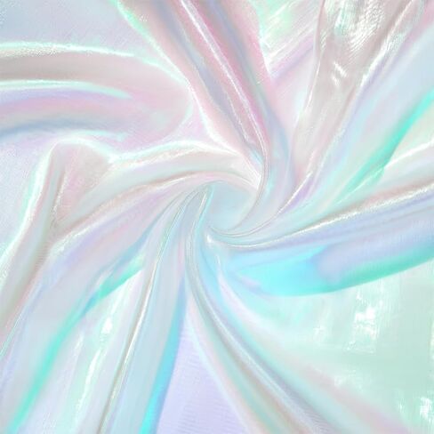 5.5 Yards Sheer Iridescent Organza Fabric for Halloween, Wedding, and DIY Projects, 59 inches Wide Silk Organza, Gauze, and Holographic Tulle Fabric for Fashion Designers and Gift Decoration in Kuwait