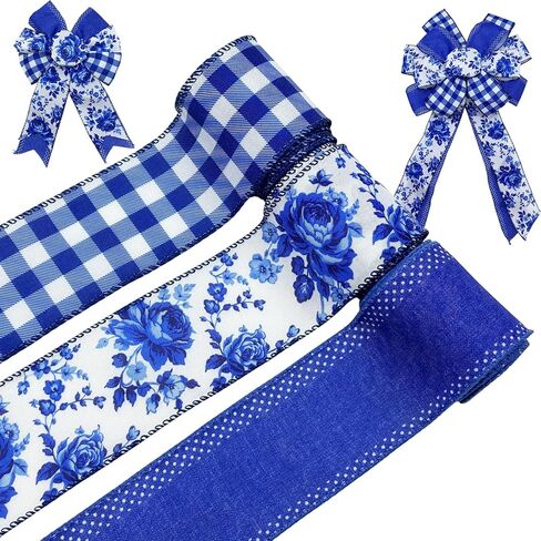 2.5 Inch Purple Wired Ribbon Roll with Floral, Stripe & Polka Dot Patterns – Perfect for Gift Wrapping, DIY Bows, Party, Wedding, Craft Projects, Holiday Decorations,3 Rolls, 5 Yards Each in Saudi Arabia
