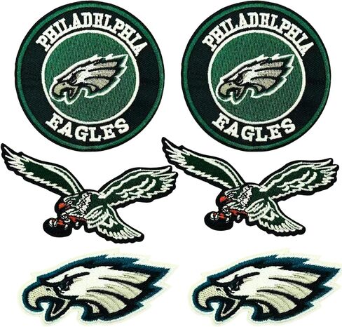 6 Pcs Cool Rugby Embroidery Patches Football Sports Fans Embroidered Badges Team Logo Patch for Sew On/Iron On Fabric Stickers Applique for Clothes, Backpacks,Hat,Jeans,Sportswear,Eagles in Saudi Arabia