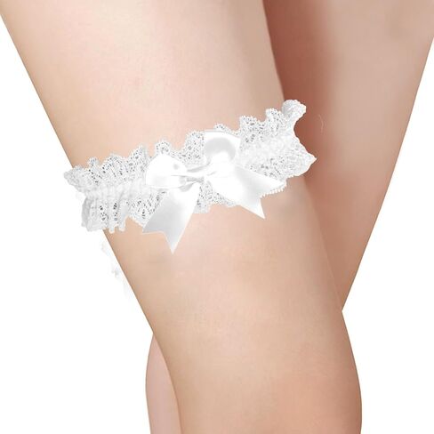 Womens Sexy Lace Wedding Garter for Bride Party Prom Leg Garters, 1pc lace garter (A-white a) in Saudi Arabia