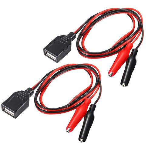 2 قطعة USB أنثى إلى التمساح كليب محول كابل التمساح كليب الطائر التحقيق إلى USB الذكور والإناث اختبار Wre 24AWG محول الأحمر والأسود سلك التمساح كليب كابل لاختبار الدائرة in Kuwait