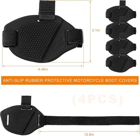 4 PCS Motorcycle Shift Pad, Anti-Slip Rubber Motorbike Boot Protective Cover with Elastic Strap, Adjustable Soft Shoe Boot Protector Gear Shifter Guard for Men Women in Saudi Arabia