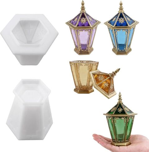 Storage Box Resin Mold with Lid, White Hexagon Design Molds, Jewelry Box Molds, Handmade Resin Art Decorations, Aromatherapy, Home Sculpture Decoration (Hexagon) in Kuwait