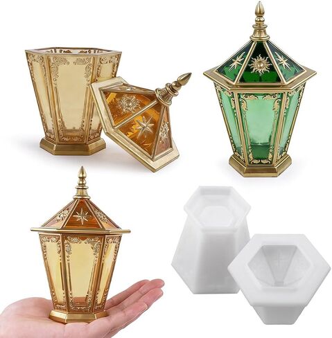 Storage Box Resin Mold with Lid, White Hexagon Design Molds, Jewelry Box Molds, Handmade Resin Art Decorations, Aromatherapy, Home Sculpture Decoration (Hexagon) in Kuwait