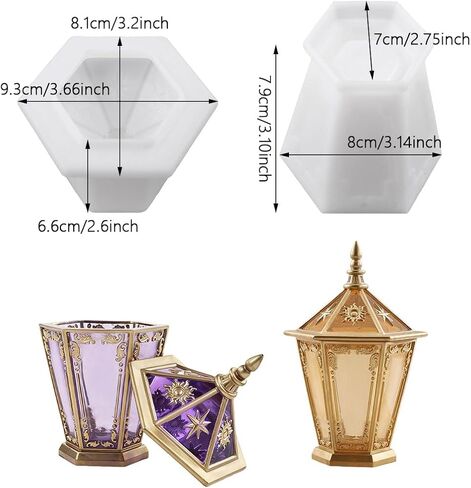 Storage Box Resin Mold with Lid, White Hexagon Design Molds, Jewelry Box Molds, Handmade Resin Art Decorations, Aromatherapy, Home Sculpture Decoration (Hexagon) in Kuwait