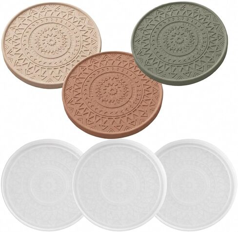 Round Coaster Silicone Mold Set, 3 Pack, 4 Inch Circle Molds for Resin, Concrete, Plaster & Candle Making, DIY Home Decor in Saudi Arabia