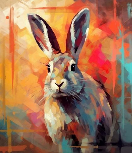 ZMHZMY Paint by Numbers Kit for Adults,Rabbit Bunny Graffiti,Paintings for Home Toys and Games,40x50cm Without Frame in Kuwait