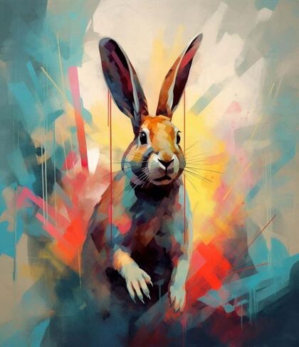 ZMHZMY Paint by Numbers Kit for Adults,Rabbit Bunny Graffiti,Paintings for Home Toys and Games,40x50cm Without Frame in Kuwait