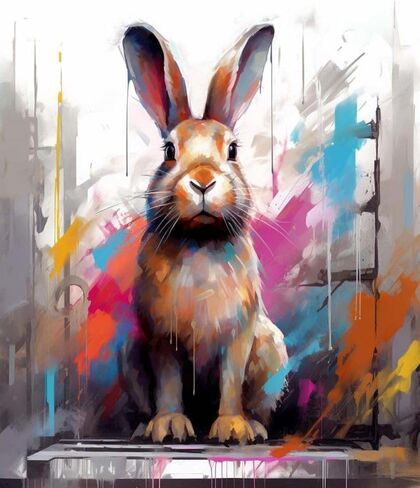 ZMHZMY Paint by Numbers Kit for Adults,Rabbit Bunny Graffiti,Paintings for Home Toys and Games,40x50cm Without Frame in Kuwait