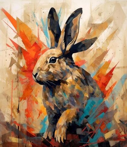 ZMHZMY Paint by Numbers Kit for Adults,Rabbit Bunny Graffiti,Paintings for Home Toys and Games,40x50cm Without Frame in Kuwait