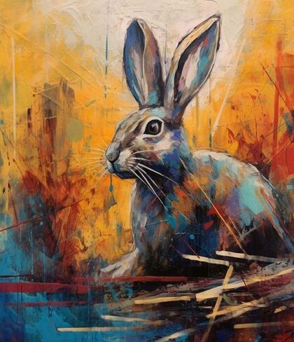 ZMHZMY Paint by Numbers Kit for Adults,Rabbit Bunny Graffiti,Paintings for Home Toys and Games,40x50cm Without Frame in Kuwait