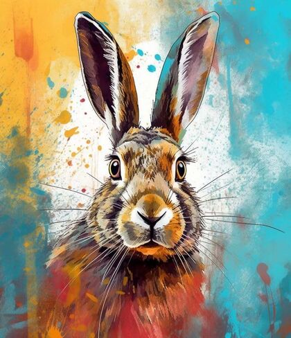 ZMHZMY Paint by Numbers Kit for Adults,Rabbit Bunny Graffiti,Paintings for Home Toys and Games,40x50cm Without Frame in Kuwait