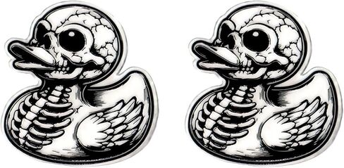 2PCS Skeleton Rubber Duck Car Emblem Funny Sticker Creepy Quirky Gothic Decal 3D Badge Waterproof Vinyl Emblem for Car, Truck, Motorcycle, Helmet (Black) in Saudi Arabia