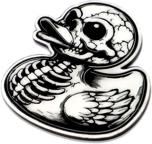 2PCS Skeleton Rubber Duck Car Emblem Funny Sticker Creepy Quirky Gothic Decal 3D Badge Waterproof Vinyl Emblem for Car, Truck, Motorcycle, Helmet (Black) in Saudi Arabia