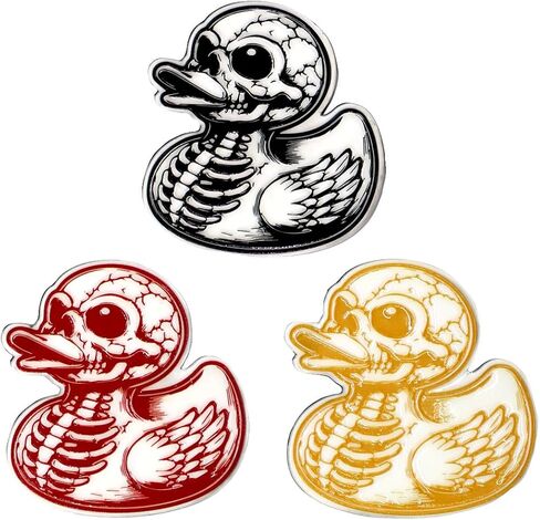 2PCS Skeleton Rubber Duck Car Emblem Funny Sticker Creepy Quirky Gothic Decal 3D Badge Waterproof Vinyl Emblem for Car, Truck, Motorcycle, Helmet (Black) in Saudi Arabia
