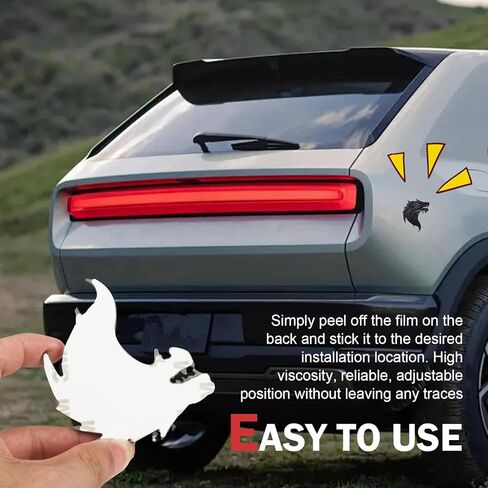 2 PCS Car Wolf Head Decals, 3D Personalized Beast Decoration Emblem, Water and Rust Proof Sticker for Body Window Trunk Tailgate Bumper Tail, Self-adhesive Protective Exterior Badge (Black) in Saudi Arabia