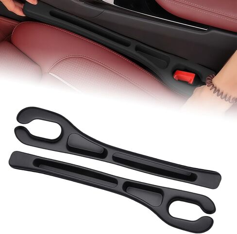 Car Seat Gap Filler, 2 PCS Car Seat Gap Filler Organizer with Storage Slot, Anti-Drop Side Console Storage Pocket, Universal for Auto SUV Truck Interior Accessories, Black in Saudi Arabia