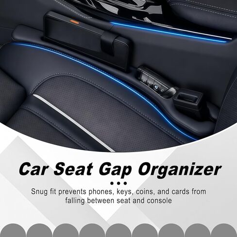 Car Seat Gap Filler, 2 PCS Car Seat Gap Filler Organizer with Storage Slot, Anti-Drop Side Console Storage Pocket, Universal for Auto SUV Truck Interior Accessories, Black in Saudi Arabia