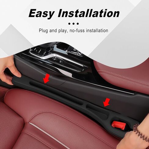 Car Seat Gap Filler, 2 PCS Car Seat Gap Filler Organizer with Storage Slot, Anti-Drop Side Console Storage Pocket, Universal for Auto SUV Truck Interior Accessories, Black in Saudi Arabia