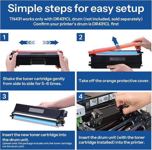TN-431 TN431 Cyan Magenta Yellow Toner Cartridge Replacement for Brother TN431 TN-431 HL-L8260CDW MFC-L8900CDW HL-L8360CDW MFC-L8610CDW Printer, TN4313PK in Kuwait