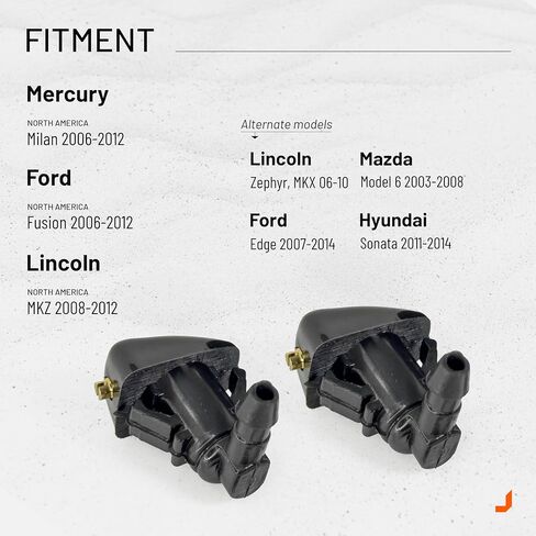 Adjustable Windshield Washer Nozzles compatible with Mercury Milan 2006-2012, Ford Fusion, Lincoln MKZ - Wiper water spray jets replaces 8E5Z17603A, Click&Fit 2-pcs in Kuwait