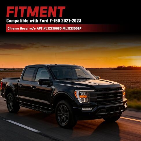 Priprilod Full LED Headlight Compatible with Ford F-150 2021-2023 Driver Left Chrome Bezel w/o AFS NL3Z13008G ML3Z13008F in Kuwait