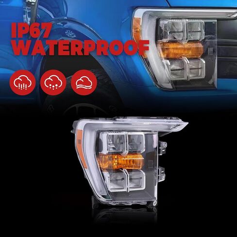 Priprilod Full LED Headlight Compatible with Ford F-150 2021-2023 Driver Left Chrome Bezel w/o AFS NL3Z13008G ML3Z13008F in Kuwait