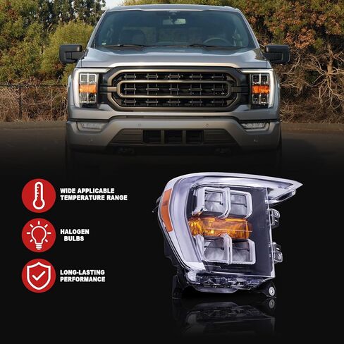 Priprilod Full LED Headlight Compatible with Ford F-150 2021-2023 Driver Left Chrome Bezel w/o AFS NL3Z13008G ML3Z13008F in Kuwait