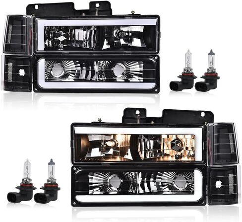 LED DRL Headlights Assembly w/Bulb Fit 2004-2008 Ford F150/2006-2008 Lincoln Mark LT Headlamps(NOT Fit 2004 F150 Heritage/Flareside Beds) Clear Lens Black Housing Clear Reflector Faros para Ford F150 in Kuwait