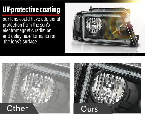 LED DRL Headlights Assembly w/Bulb Fit 2004-2008 Ford F150/2006-2008 Lincoln Mark LT Headlamps(NOT Fit 2004 F150 Heritage/Flareside Beds) Clear Lens Black Housing Clear Reflector Faros para Ford F150 in Kuwait