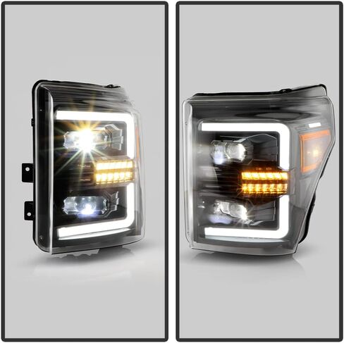 ACANII - For 2011-2016 Ford F250 F350 SuperDuty Black LED Sequential Signal Full LED Projector Headlights Set Left+Right in Kuwait