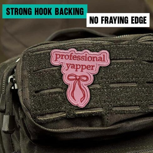 Professional Yapper Patch 3 Inches Funny Bow Cute, Speech Therapy, Quote Yapping, Embroidered Hook and Loop Patches for Bags Vest Dog Harness, Tactical Military, DIY Accessories Friend Mom Dad Gifts in Kuwait