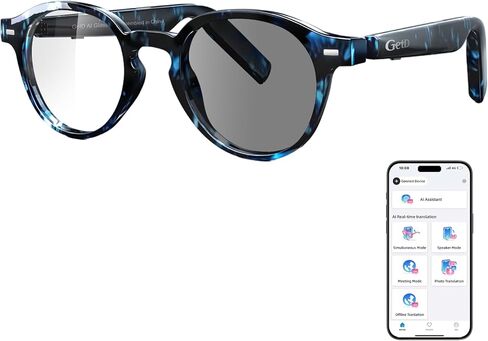 Smart Sunglasses, Round Polarized Lens Bluetooth Glasses for Women and Men with Speaker, Music Glasses AI Translator, 11H Battery Life, Voice Control, Smart Eyewear for Travel Driving Meeting in Saudi Arabia