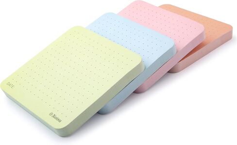 Notsu Dot Grid Sticky Notes 4pk | Premium Thick Paper 120g | Colorful Pastel Dotted Memo Pads with Date, 3" x 3" in Saudi Arabia