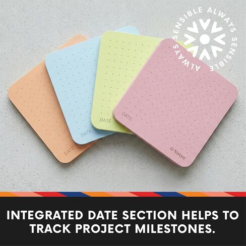 Notsu Dot Grid Sticky Notes 4pk | Premium Thick Paper 120g | Colorful Pastel Dotted Memo Pads with Date, 3" x 3" in Saudi Arabia
