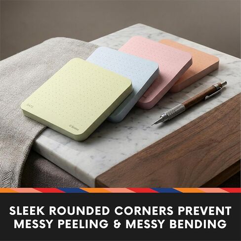 Notsu Dot Grid Sticky Notes 4pk | Premium Thick Paper 120g | Colorful Pastel Dotted Memo Pads with Date, 3" x 3" in Saudi Arabia