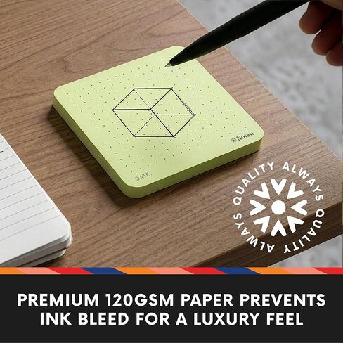 Notsu Dot Grid Sticky Notes 4pk | Premium Thick Paper 120g | Colorful Pastel Dotted Memo Pads with Date, 3" x 3" in Saudi Arabia
