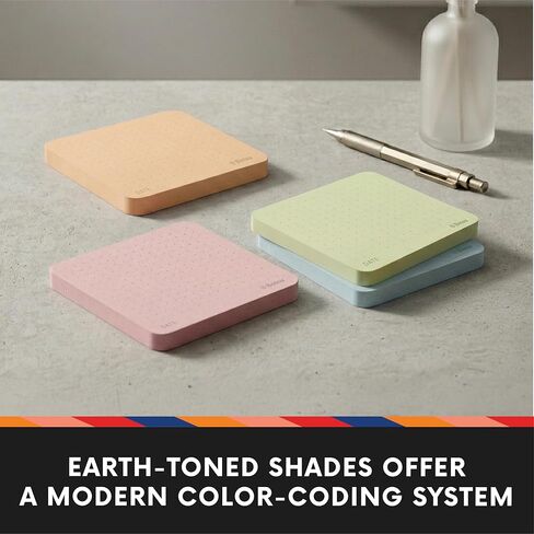 Notsu Dot Grid Sticky Notes 4pk | Premium Thick Paper 120g | Colorful Pastel Dotted Memo Pads with Date, 3" x 3" in Saudi Arabia