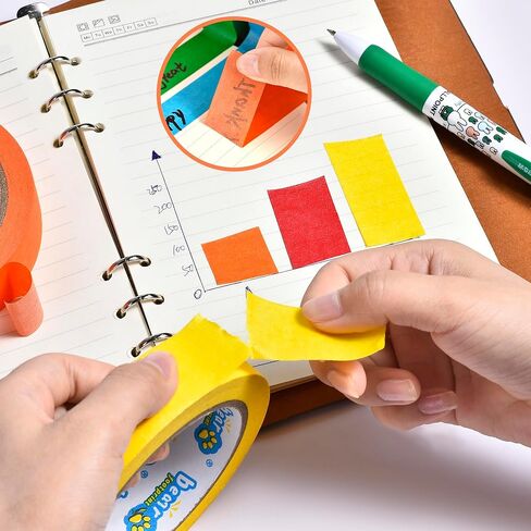 10 Rolls Colored Masking Tape Set, Writeable Painters Tape Refills, 1 Inch Wide, 300 Yards Total, Easy to Remove & Leaves No Residue, Ideal for Arts and Crafts & School Supplies in Saudi Arabia