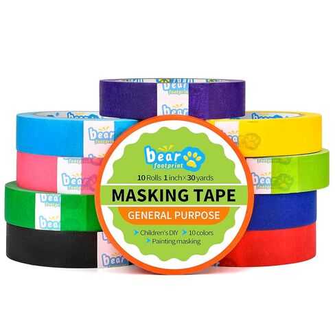 10 Rolls Colored Masking Tape Set, Writeable Painters Tape Refills, 1 Inch Wide, 300 Yards Total, Easy to Remove & Leaves No Residue, Ideal for Arts and Crafts & School Supplies in Saudi Arabia